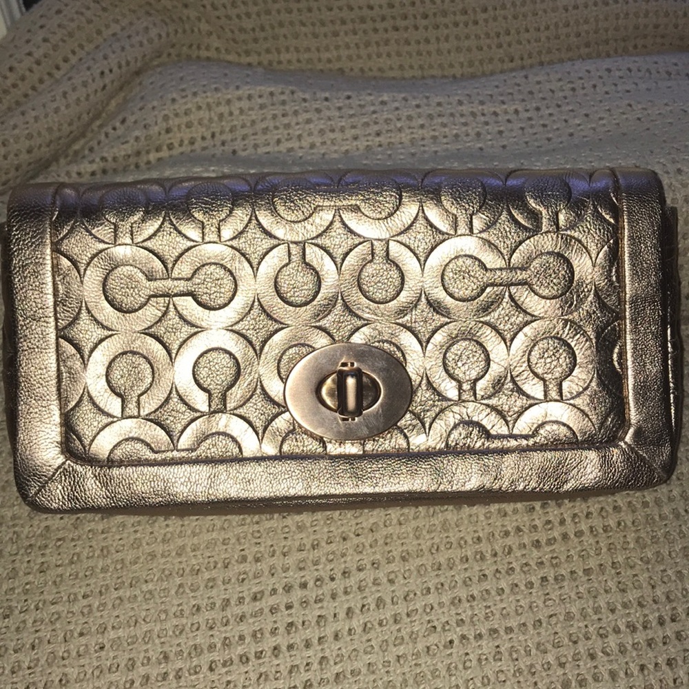 Coach Clutch with CC slots, money slot and zipper